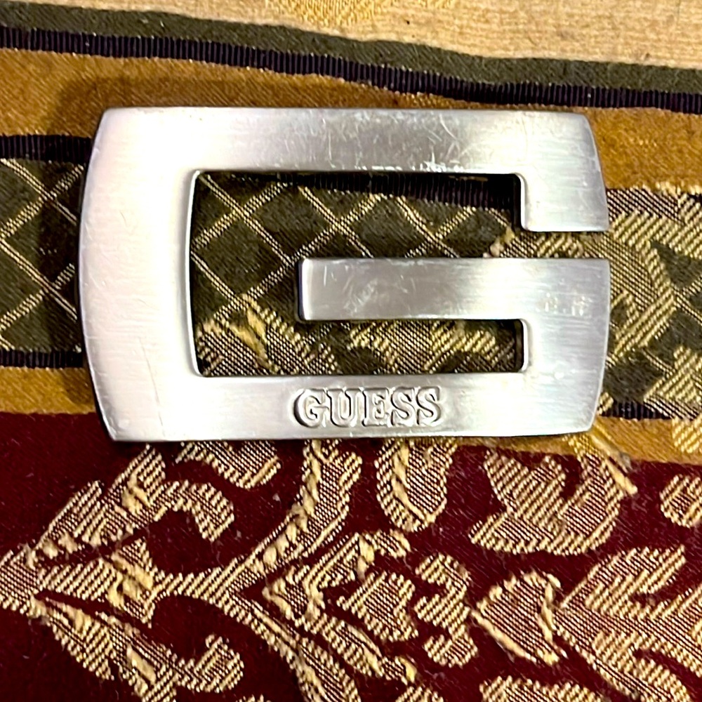 🔥SILVER GUESS "G" VINTAGE BELT BUCKLE